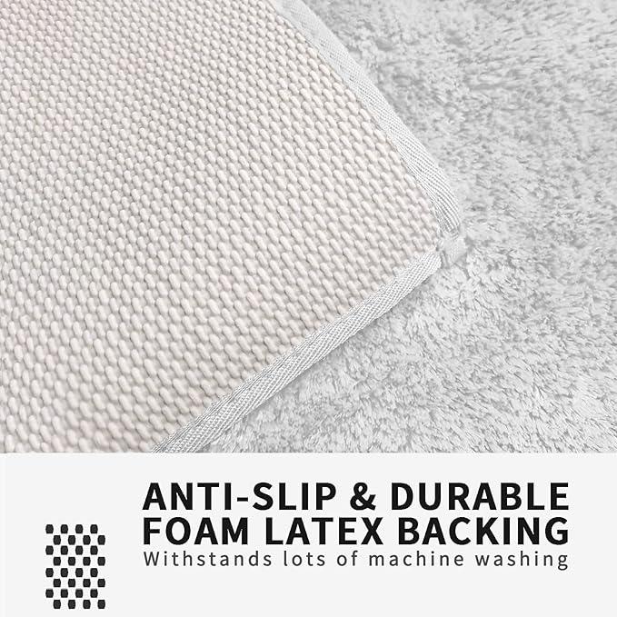 FIFU Bathroom Rugs 17" W x 24" L, Bath Mat for Bathroom, Bedroom, Laundry Room & Kitchen, Non-Slip Rubber Latex Backing, Extra Soft and Absorbent Microfiber Carpet, Machine Washable Rug, White - ModernBath
