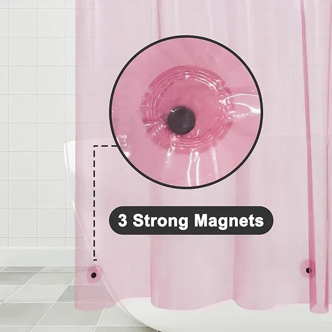 Barossa Design Clear Pink Stall Shower Curtain Liner with 3 Magnets - 36" x 72" Waterproof Lightweight PEVA Plastic Narrow Shower Liner for Small Bathroom, Metal Grommets - Clear Pink - ModernBath