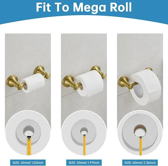 RUMOSE Toilet Paper Roll Holder Bathroom Flexible Pivoting Tissue Handle on Wall Mounted Brushed Gold Rustproof Toilet Tissue Roll Holder,Stainless Steel - ModernBath
