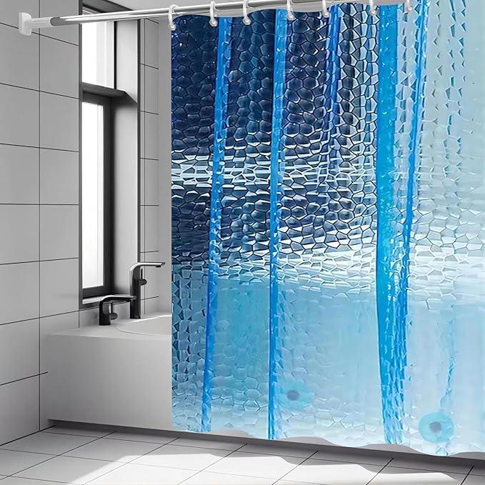 TIKABC Shower Curtain Liner, 4G EVA Blue Water Cube Shower Liner, Plastic Waterproof Shower Curtains, 72x72 inch with Grommet Holes 3 Magnetic Weights - ModernBath