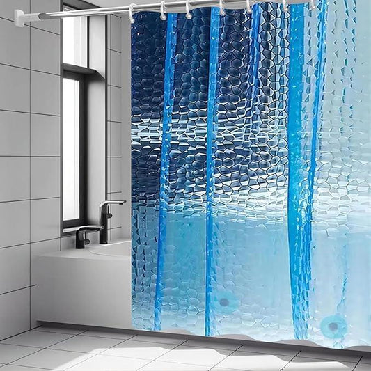 TIKABC Shower Curtain Liner, 4G EVA Blue Water Cube Shower Liner, Plastic Waterproof Shower Curtains, 72x72 inch with Grommet Holes 3 Magnetic Weights - ModernBath