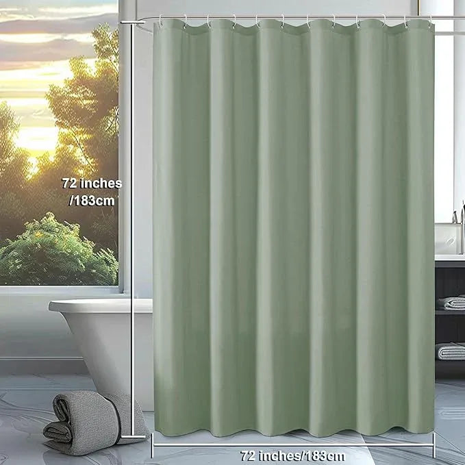 OVZME Zora Sage Green Shower Curtain for Bathroom, Fabric Shower Curtain Bath Decoration - Soft Cloth Hotel Spa Quality, Water Repellent, Modern Shower Curtain Set with 12 Hooks, Grommets Top, 72Wx72L - ModernBath