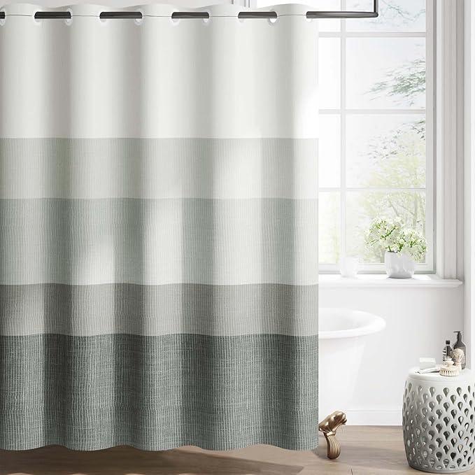 jinchan Hookless Shower Curtain Ombre Cloudy Grey Striped No Hook Shower Curtains for Bathroom Gradual Color Waterproof Fabric Minimalist Design Modern Neutral 70x72 inches - ModernBath