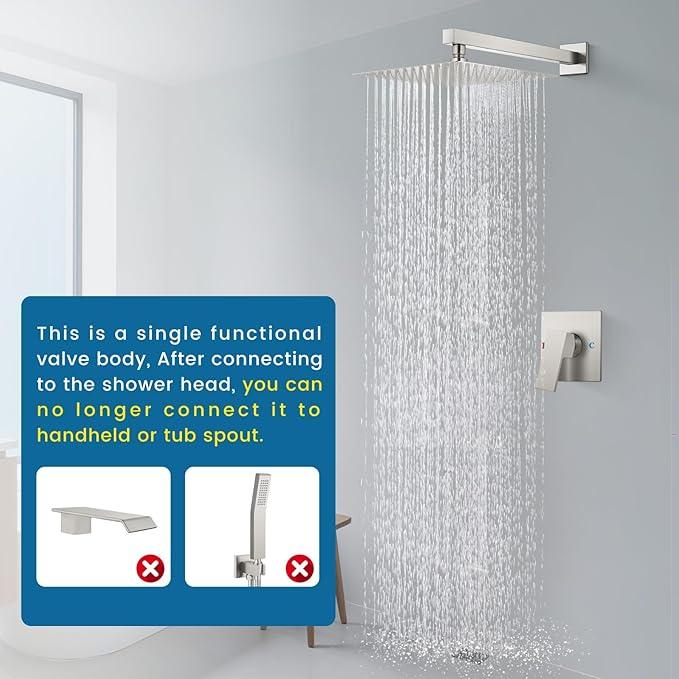 Cinwiny Shower Faucet Set,Shower Head and Handle Set with Valve,Single Handle,Wall Mount 10 Inch Showerhead for Modern Bathroom,Brushed Nickel - ModernBath
