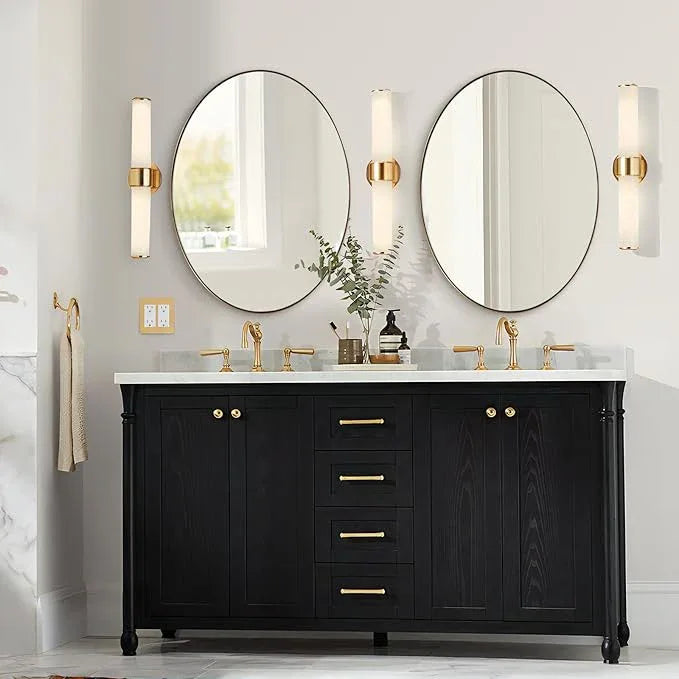 ANDY STAR Gold Oval Mirrors for Bathroom, 24x36 Inch Brushed Gold Stainless Steel Metal Framed Oval Wall Mirror, Modern Vanity Mirror Wall Mount Horizontal or Vertical - ModernBath