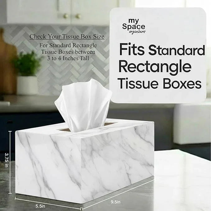 Tissue Box Cover Rectangle - Tissue Box Holder Rectangular - Compatible with Kleenex - Acrylic Marble Bathroom Accessories Decor - ModernBath