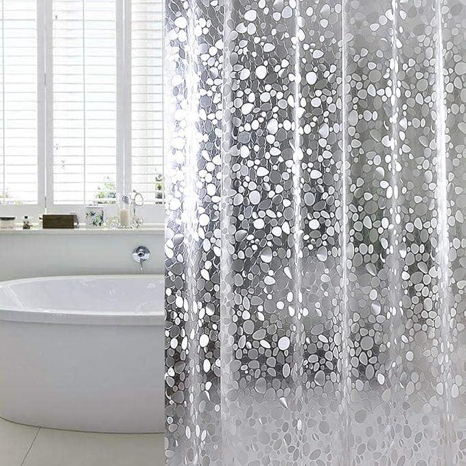 WELTRXE Extra Long Shower Curtain Liner, 72 x 84 Inch EVA Water Repellent Shower Curtain with 3 Magnets, Heavy Duty, No Smell, Chlorine Free Shower Liner for Shower Stall, Bathtubs, 12 Hooks - ModernBath