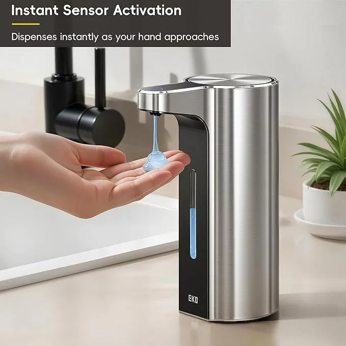 EKO Aroma Pro 13.5 fl oz Touchless Automatic Liquid Soap Dispenser, Rechargeable Hand & Dish Soap Dispenser for Bathroom and Kitchen, Waterproof, Adjustable Volume Control (Stainless Steel) - ModernBath