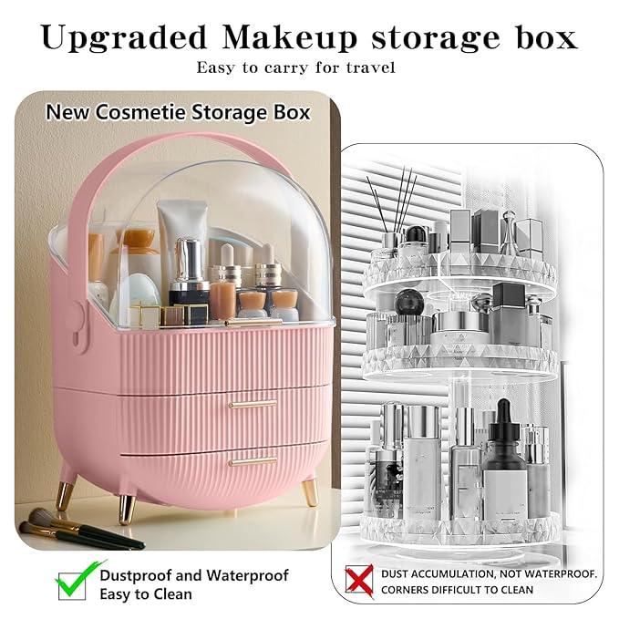 GLTAYLMY Makeup Organizer for Vanity, Cosmetics Skincare Organizers with Lid and Drawers, Cosmetic Display Cases for Countertop Bathroom Dresser, Ideal Gifts for Women - ModernBath