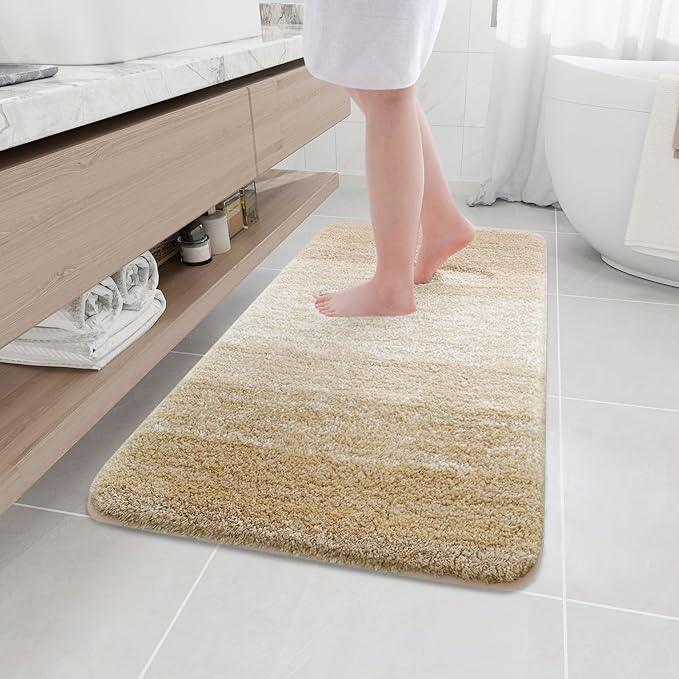 Arotive Microfiber Bathroom Rugs, Shaggy Soft and Absorbent Bath Rug, Non-Slip, Thick Plush Machine Washable Dry Bath Mats for Bathroom, Tub and Shower, 44x24, Camel, Rectangular - ModernBath