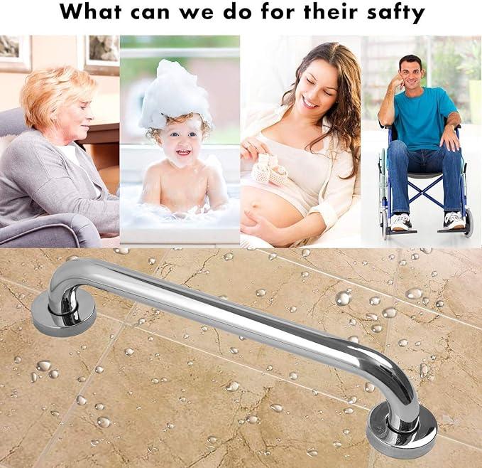 16 Inch Stainless Steel Shower Grab Bar 2 Pack, Munzong Balance Handrail Shower Bar - Bathroom, Bathtub Mounted Safety Hand Support Rail, Handicap, Elderly, Disabled, Injury, Senior Assist Bath Handle - ModernBath