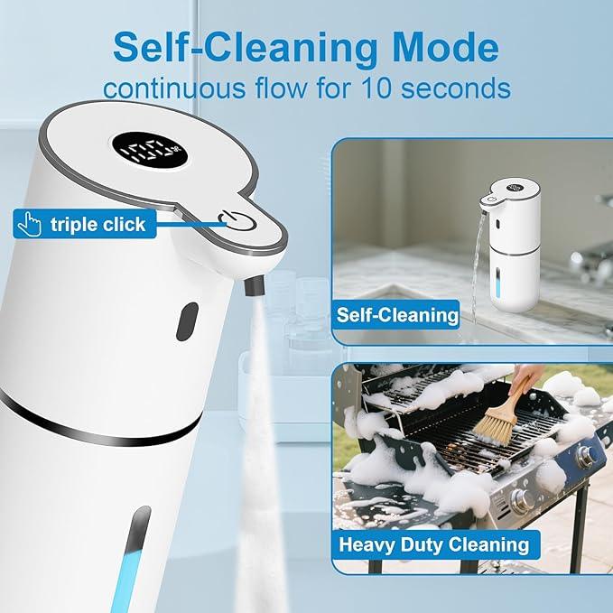 OHIFAST Automatic Foaming Soap Dispenser Touchless, USB Rechargeable Smart Hand Soap Dispenser, 6-Level Adjustable, 12.8oz/380mL Wall Mounted for Bathroom Kitchen Dish Soap-White - ModernBath