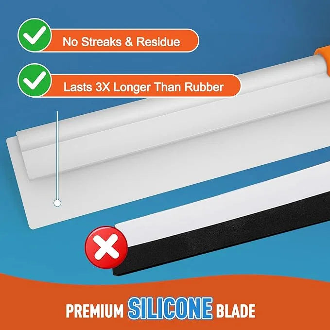 CLEANHOME Silicone Floor Squeegee for Shower Glass, Floor, and Garage - Heavy-Duty Pet Hair Remover, Bathroom Tile Cleaner, Window Wiper - Flexible, No Streaks, Compact Storage - ModernBath