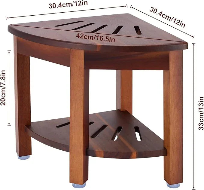 HouseJoy Corner Shower Bench with Shelf, Corner Shower Stool for Shaving Legs, Shower Foot Rest Waterproof Bathroom Bench -Bath Seat, Spa Foot Rest Shaving Stool Corner - ModernBath