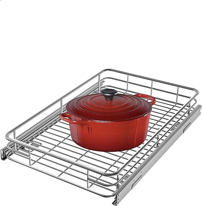 Cabinet Pull Out Shelves (14" W x 21" D), Heavy-Duty Pull Out Shelves for Kitchen Cabinets, Chrome-Plated Steel Slide Out Shelf - ModernBath