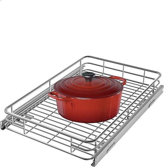 Cabinet Pull Out Shelves (14" W x 21" D), Heavy-Duty Pull Out Shelves for Kitchen Cabinets, Chrome-Plated Steel Slide Out Shelf - ModernBath