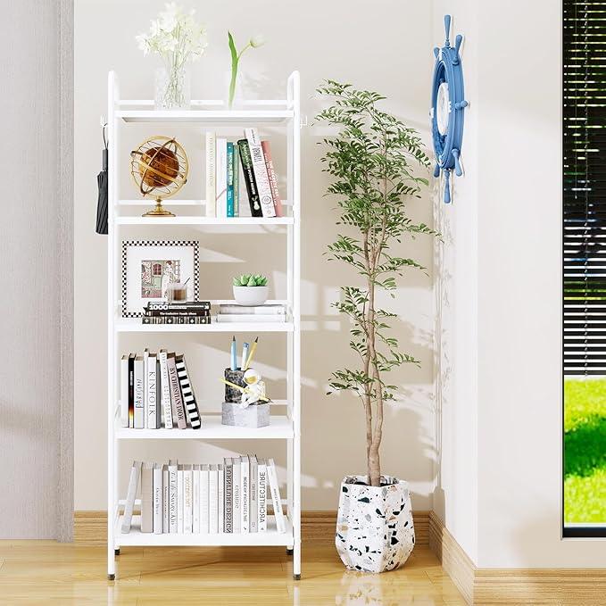 HDANI Storage Shelves,5-Tier Metal Storage Rack with Shelf,Shelf Organizer,Garage Standing Shelving Unit for Laundry,Bathroom,Kitchen,Pantry, Closet,23.6''W X 13.8''D X 63''H,White - ModernBath
