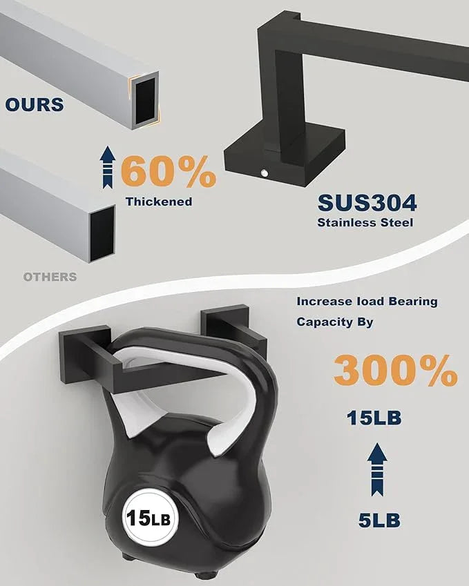 BATHDANCE Black Toilet Paper Holder Wall Mount -Square Stainless Steel Rustproof Double Post Pivoting Tissue Roll Holder for Bathroom, Commercial Toilet Paper Dispenser, Matte Black - ModernBath