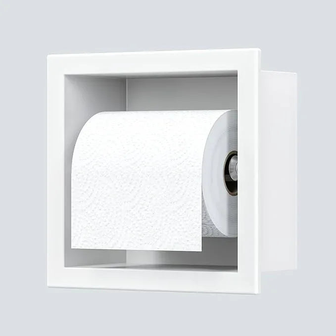 Toilet Paper Holder, SUS 304 Stainless Steel Recessed Toilet Paper Holder Built-in, in Wall Toilet Paper Wall Holder for Bathroom, Matte White - ModernBath