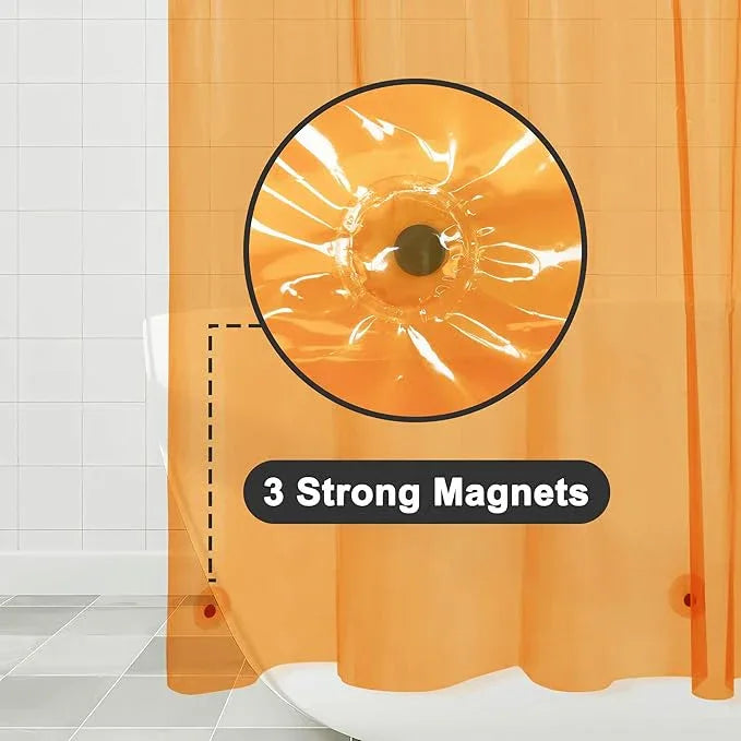 Barossa Design Clear Orange Shower Curtain Liner - Premium PEVA Shower Liner with 3 Magnets & Metal Grommets, Waterproof Lightweight Standard Size Liners for Bathroom - Translucent Orange - ModernBath