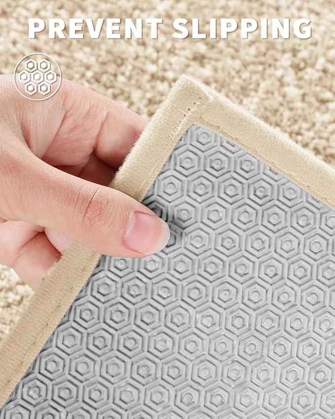 Yimobra Bathroom Runner Rug Non Slip Washable, Soft Absorbent Microfiber Long Bath Mat, Dual-Tone Decor Rug with Rubber Backing for Floor,Tub and Hallway,60x24,Home Essentials,Light Beige and White - ModernBath