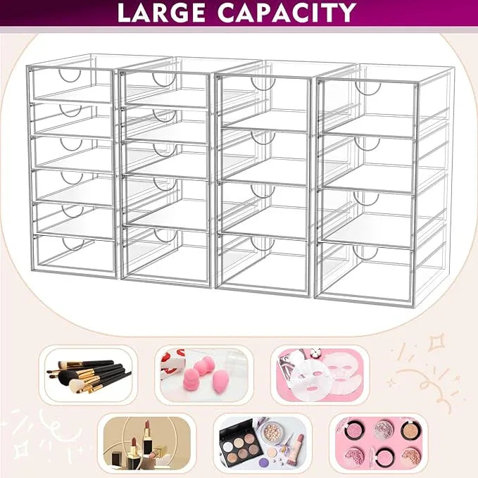 YFXCVSL Acrylic Makeup Organizer with 19 Drawers, 4 Pack Clear Storage Drawers, Bathroom Makeup Organizer for Palettes, Cosmetic, and Beauty Supplies,Ideal for Vanity, Cabinet,Desk Organization - ModernBath