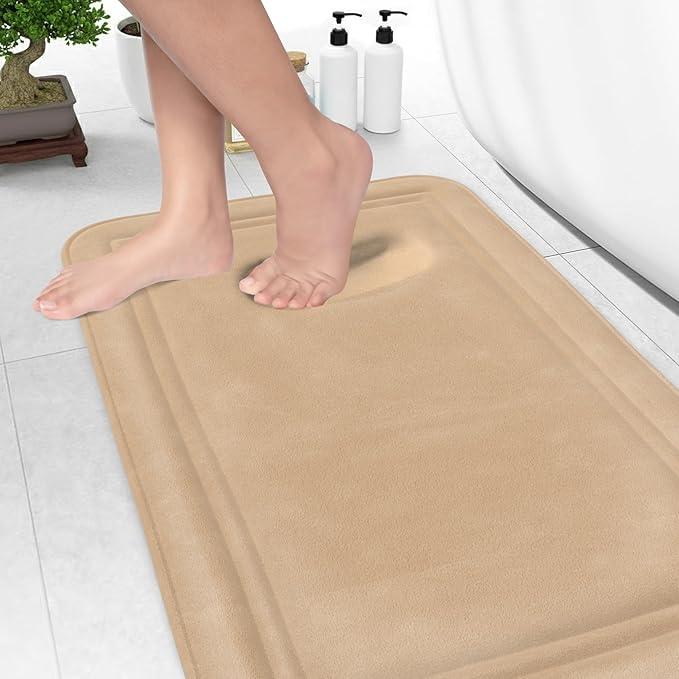 ITSOFT Memory Foam Bath Mat 31x20, Non Slip, Machine Washable, Quick Dry & Absorbent Rugs, Bath Mats for Bathroom Floor, Tub & Shower, Bathroom Rug, Beige - ModernBath