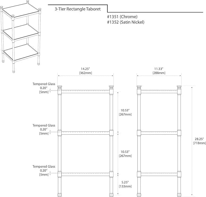 Gatco 1351 3-Tier Rectangle Taboret in Chrome - ModernBath