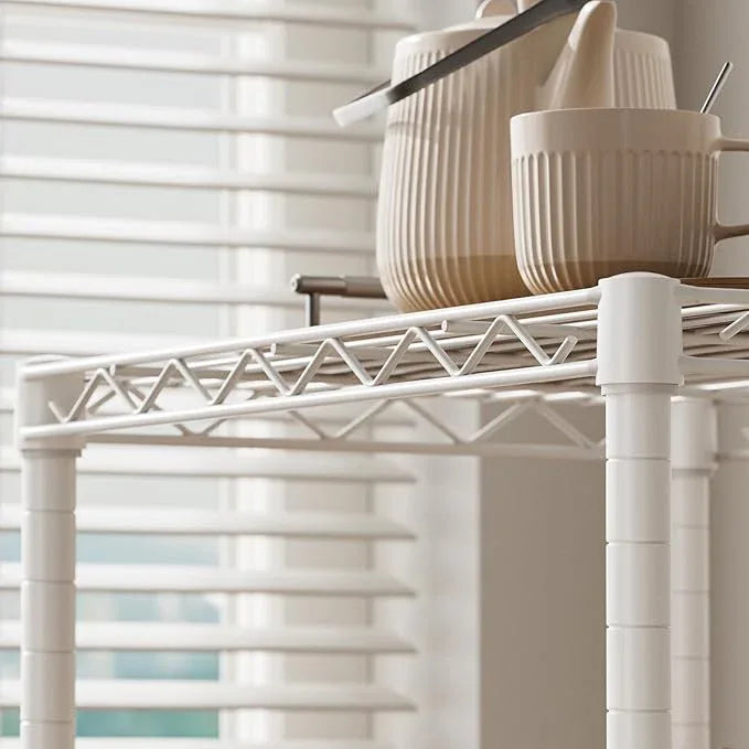 SINGAYE 3 Small Shelves Storage Shelf Wire Shelving Unit Metal Shelf Adjustable Organizers Storage Shelving with Wheels for Bathroom Laundry Room Kitchen Pantry11.5”D x 17.3”W x 30”H White - ModernBath