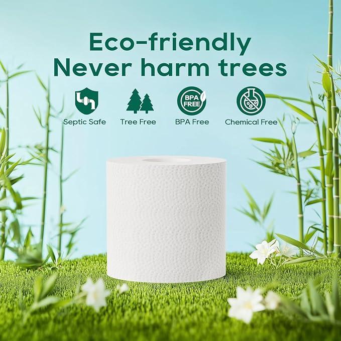 ECOLipak Bamboo Toilet Paper 3 Ply, Septic Safe Toilet Tissue, 12 Double Rolls, 320 Sheets Per Roll, Tree Free, Non Toxic, Soft and Absorbent, Eco Friendly Dye-Free Paper, White - ModernBath