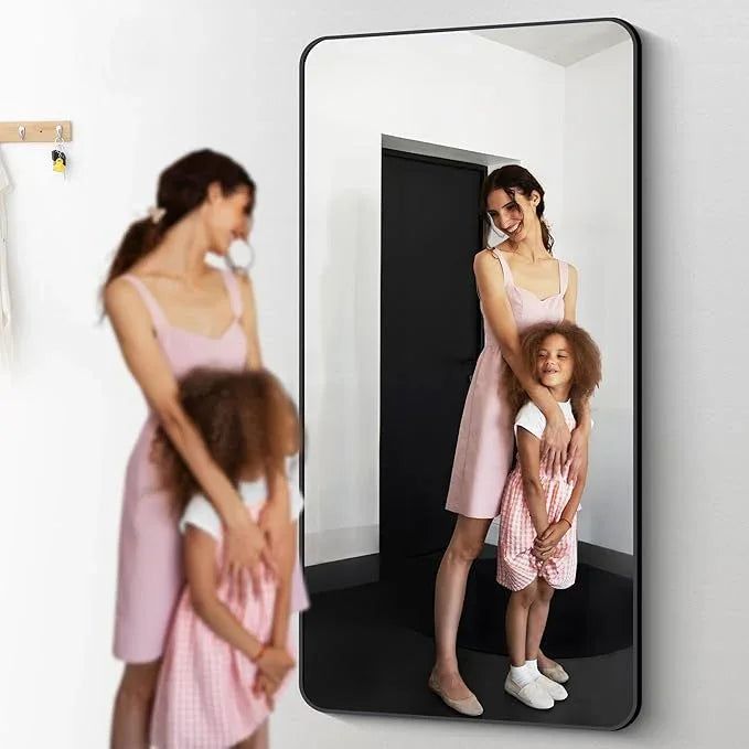 DESBING 72" x 36"Bathroom Mirror, Matte Black Wall Mirror with Metal Frame, Decorative Rectangular Vanity Mirror for Bedroom Bathroom Living Room Entryway (Horizontal/Vertical) - ModernBath