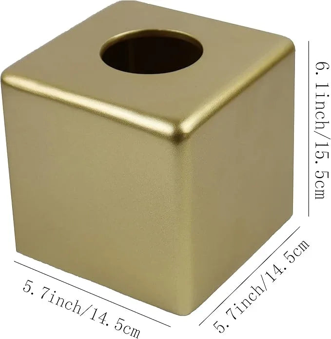 Hymmah Matte Gold Square Tissue Box Cover Holder,Bathroom Accessories Decor Unique Design Tissue Box Cover for Bathroom Vanity Counter Tops for Bedrooms and Living Room - ModernBath
