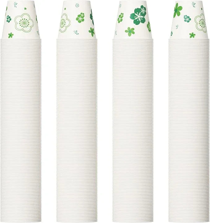 [600 Pack] Paper Cups, 3oz Disposable Bathroom Cups, Mouthwash Cups, Cold Disposable Drinking Cup for Party, Picnic, BBQ, Travel, and Event, Green Floral - ModernBath
