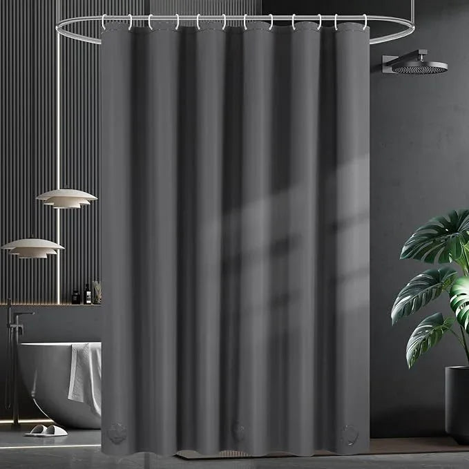 UFRIDAY Dark Grey Extra Long Shower Curtain Liner Premium PEVA 72 x84 inch,Heavy Duty Shower Curtain with 3 Weighted Magnets, Plastic Waterproof Grey Shower Curtains for Bathroom with 12 Hooks - ModernBath