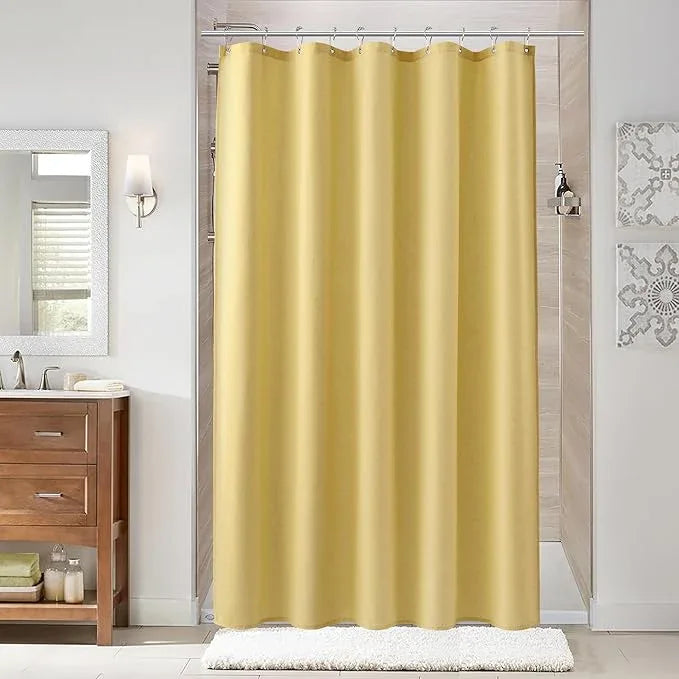 Naturoom Yellow 60 Inch Shower Curtain - Stall Narrow Half Linen Ultra Thick Fabric Shower Curtain Set with Hooks, Boho Farmhouse Rustic RV Camper Bath Curtains for Bathroom, 60x72 - ModernBath