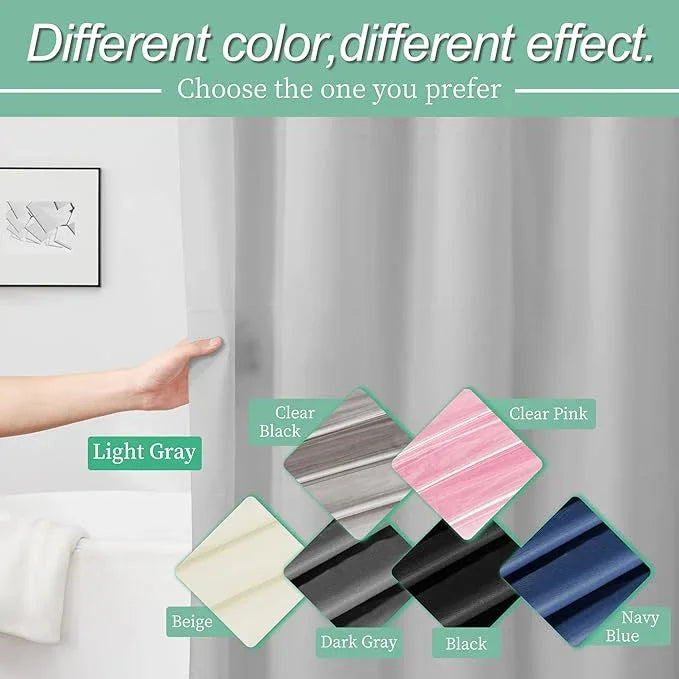 Mrs Awesome Grey Shower Curtain Liner with 3 Magnets, 72x72 Premium Flexible Sturdy Plastic Shower Curtain for Bathroom Lightweight & Waterproof, Light Gray - ModernBath