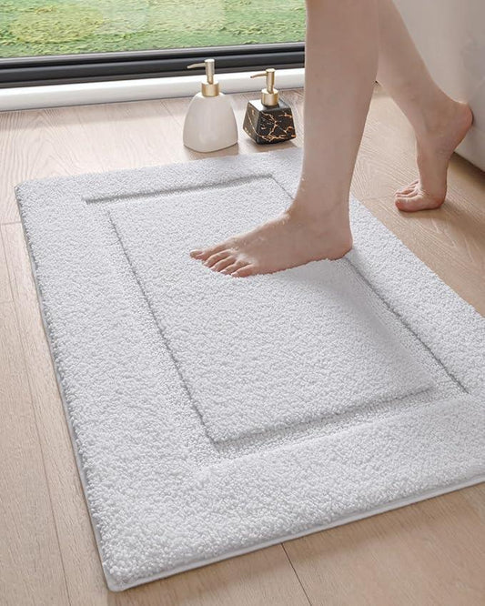 DEXI Bathroom Rugs 36x24, Washable Non Slip Bath Mat for Shower Floor, Absorbent Quick Dry Bathmat with Rubber Backing, Ultra Soft Plush Carpet for Tub, White - ModernBath