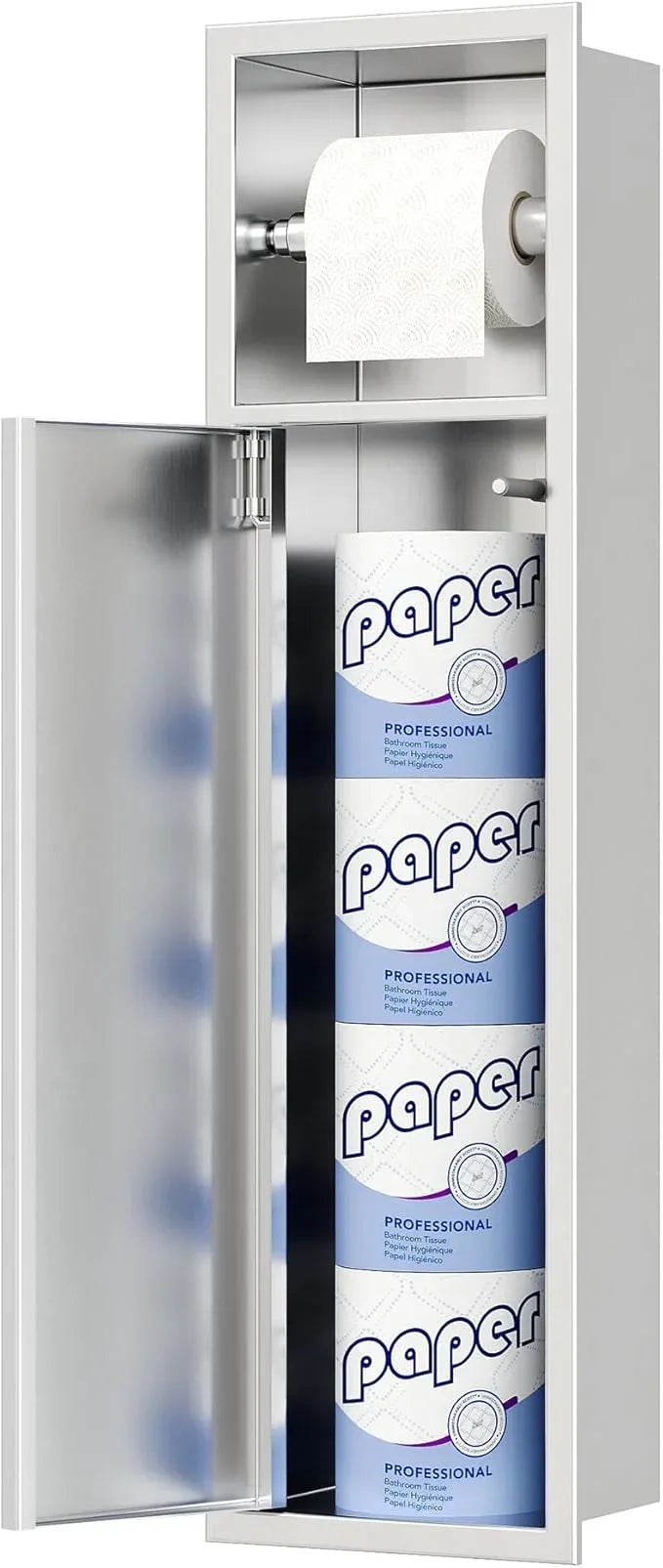 Neodrain Recessed Toilet Paper Holder, in Wall Toilet Paper Holder, 304 Stainless Steel Tissue Paper Holder with Dispense and Storage for Bathroom, Burshed - ModernBath
