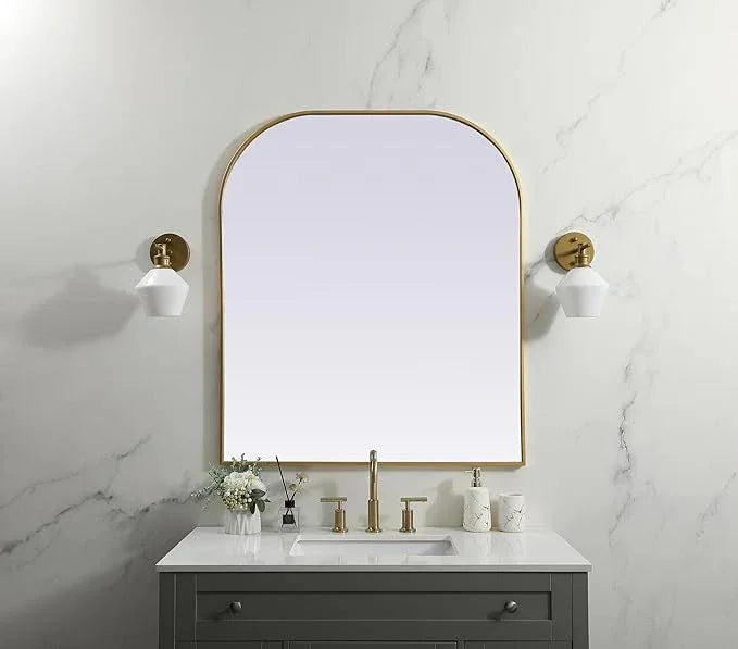 Illuminate, Metal Frame Arch Mirror 36X42 Inch in, Modern, Brass - ModernBath