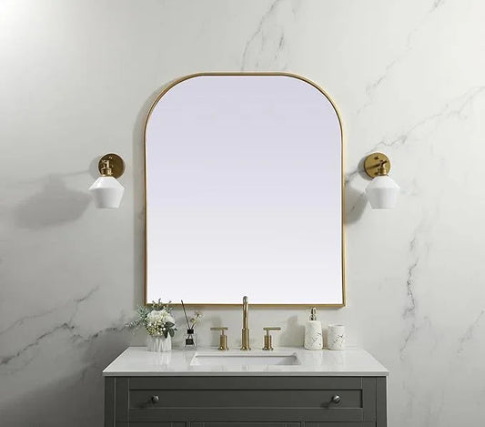 Illuminate, Metal Frame Arch Mirror 36X42 Inch in, Modern, Brass - ModernBath