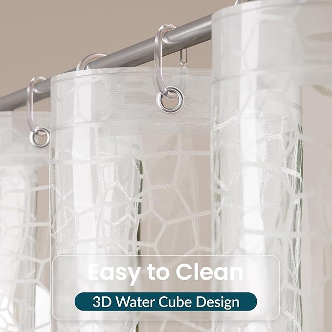 Titanker Clear Shower Curtain Liner with Water Cube, Medium Weight Plastic Shower Liner PEVA Waterproof Shower Curtains for Bathroom with Big Stones and Grommets, 72x72 Inches - ModernBath