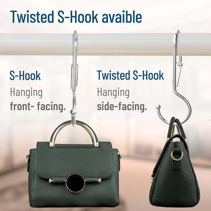 Blau Marité 10-Pack Metal S Hooks for Hanging – Heavy-Duty S-Shaped Hook with Safety Buckle – Fits Bars up to 0.8 In – Anti-Drop S-Hooks for Kitchen, Bathroom, Closet & Pot Racks – Silver (Medium) - ModernBath