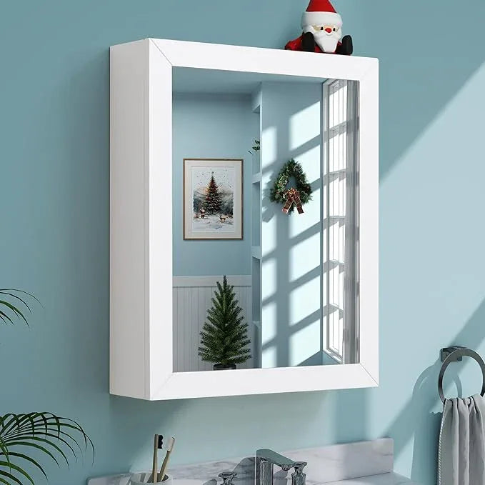 Bathroom Mirror Cabinet - Large Single Door 24x30 inchs Wall Cabinet Bathroom Vanity Mirror Cabinet with Facial Tissues Slot and Multifunctional Storage Area - ModernBath