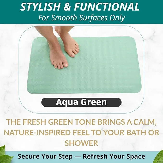 ENKOSI Non Slip Shower Mat – Bath Mat for Tub and Shower Floors – Anti Slip Bathtub Mat with Strong Suction Cup Grip – Soft, Green Bathroom Mat for Inside Bath and Shower Floors (28x16 Aqua Green) - ModernBath