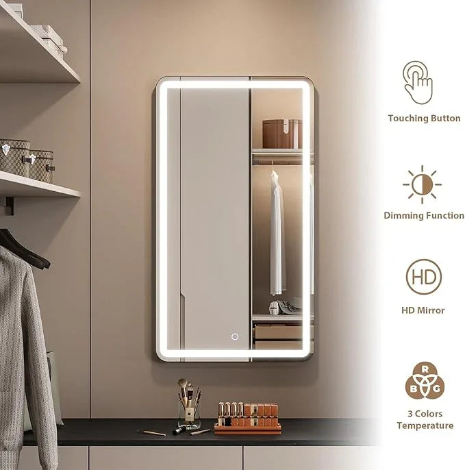 20x36 Inch LED Lighted Medicine Cabinet with Mirror for Bathroom, Wall Mounted or Recessed Mirror Cabinet with 3X Magnifying Mirror, Adjustable Storage Shelves, Modern Design - ModernBath