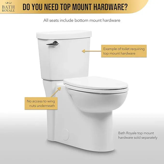 Bath Royale Slow Close Toilet Seat BR501-00 White Elongated, Stain-Resistant and Easy to Keep Clean, Heavy Duty Fits All Toilet Brands, Executive Series - ModernBath
