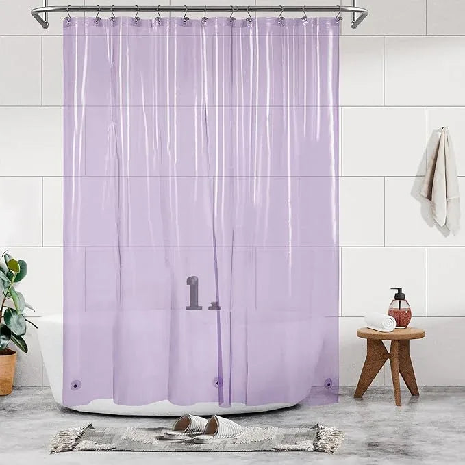 Barossa Design Clear Lavender Long Shower Curtain Liner 78" Height - 3 Magnets & Waterproof Lightweight PEVA Shower Liner for Bath Tub, PVC Free, Metal Grommets, Clear Lavender, 72x78 - ModernBath