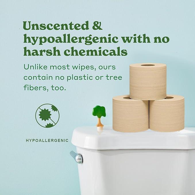 Caboo Tree Free Unbleached Toilet Paper | Plastic Free Packaging, Septic Safe, Eco Friendly, Chemical Free, Non Toxic | 2 Ply Toilet Tissue, Pack of 12 Double Rolls, 300 Sheets Per Roll - ModernBath