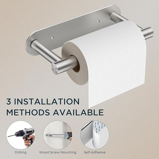 FORIOUS Toilet Paper Holder, Adhesive or Screw Wall Mount Pivoting Tissue Roll Holder for Bathroom, Stainless Steel Rustproof Self Adhesive Toilet Paper Roll Holder no Drilling, 2 Pack Brushed Nickel - ModernBath