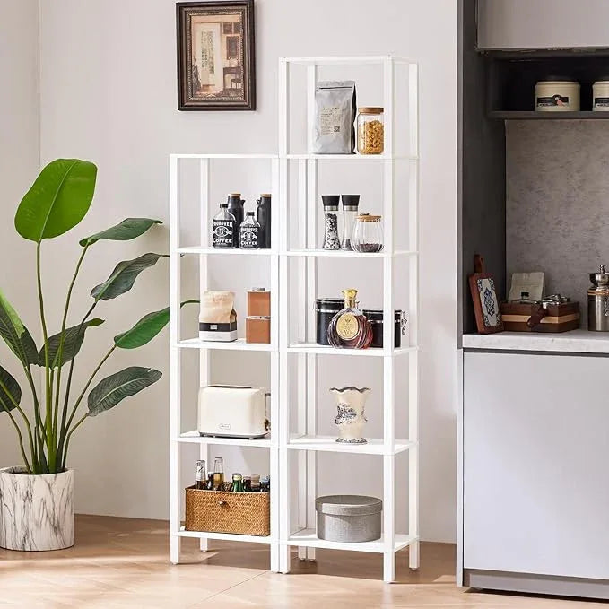 54in Tall Bookshelf 5-Tier Small Narrow Bookcase, Skinny Book Shelf for Small Space, Farmhouse Slim Shelf with Storage, Wood Freestanding Display Thin Bookshelves for Living Room, Office, White - ModernBath